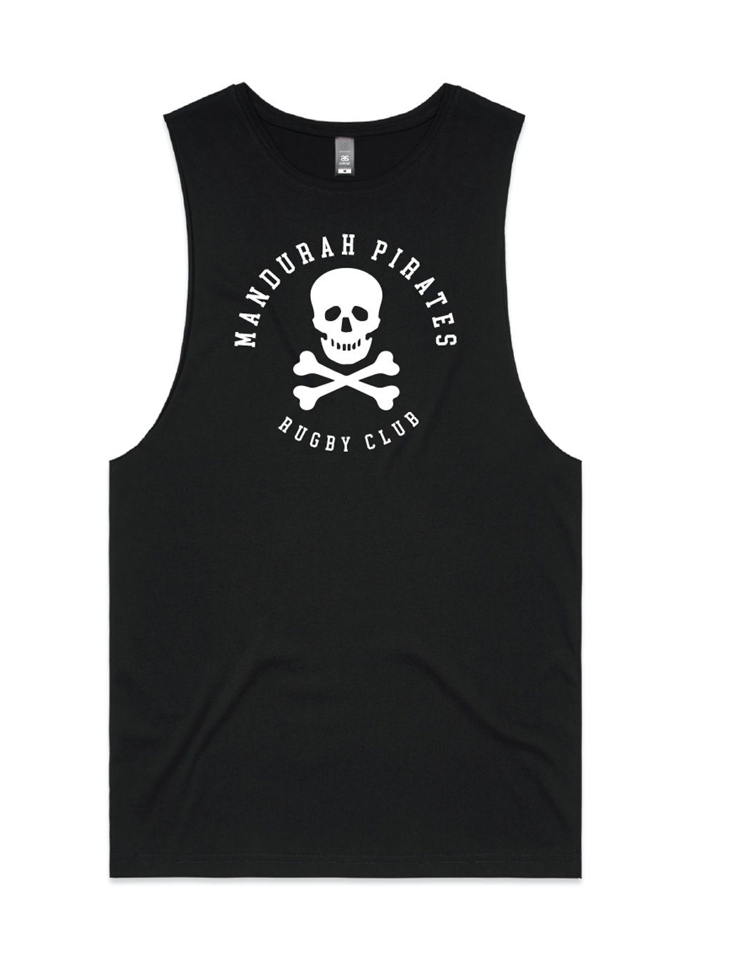 mens front tank black skull